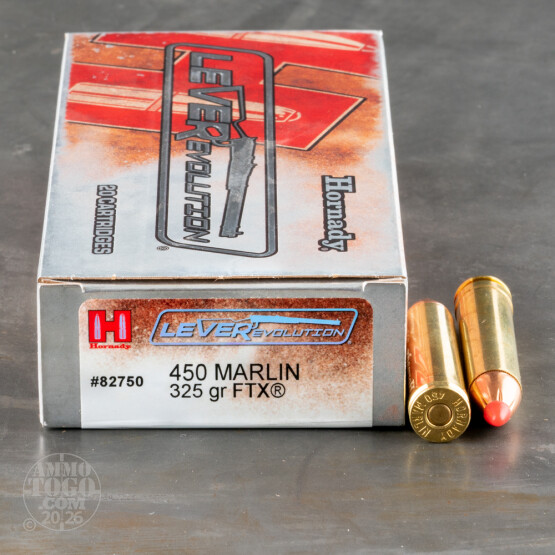 20rds – 450 Marlin Hornady 325gr. LEVERevolution FTX Ammo