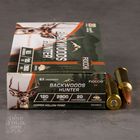 20rds – 6.5 Creedmoor Fiocchi Backwoods Hunter 120gr. CHP Ammo