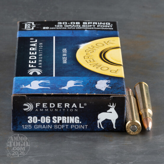20rds – 30-06 Federal Power-Shok 125gr. SP Ammo