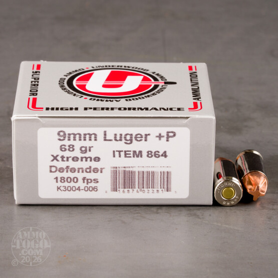 20rds – 9mm +P Underwood 68gr. Xtreme Defender Ammo