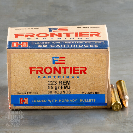 50rds – 223 Rem Hornady Frontier 55gr. FMJ Ammo