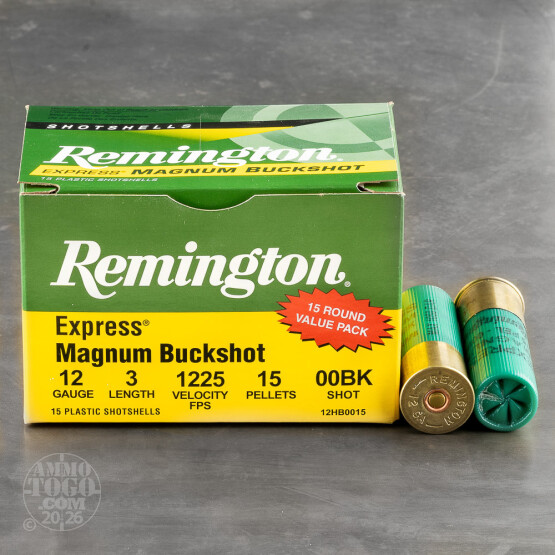75rds – 12 Gauge Remington Express Magnum 3" 15 Pellets 00 Buckshot Ammo