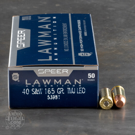 1000rds – 40 S&W Speer Lawman 165gr. TMJ Ammo
