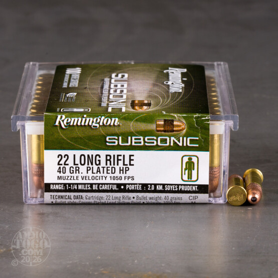 100rds – 22 LR Remington Subsonic 40gr. CPHP Ammo