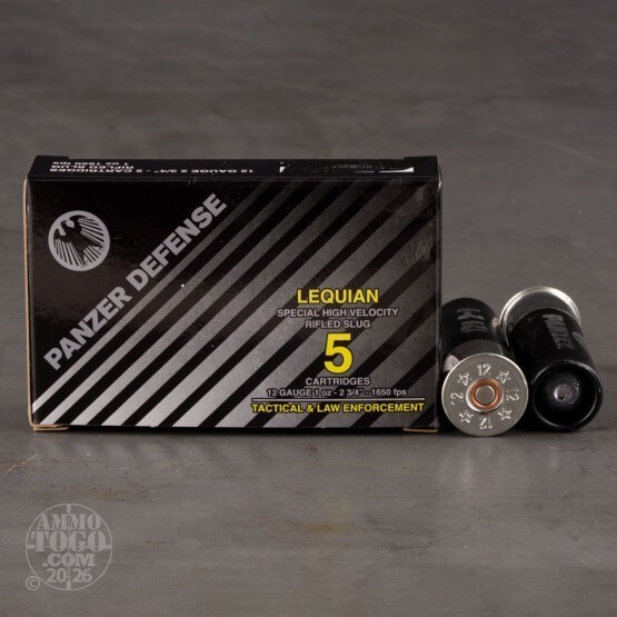 250rds – 12 Gauge Panzer Defense Lequian HV 2-3/4" 1oz. Rifled Slug Ammo
