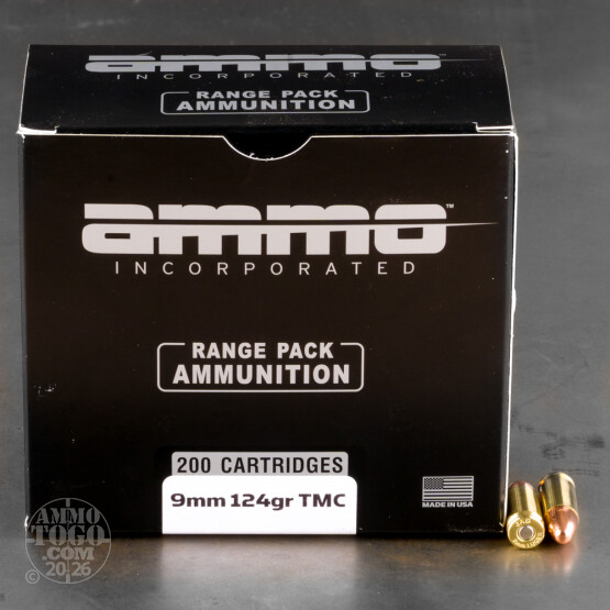 200rds – 9mm Ammo Inc. 124gr. TMJ Ammo