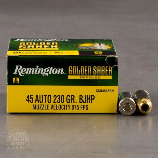 20rds – 45 ACP Remington Golden Saber Defense 230gr. BJHP Ammo
