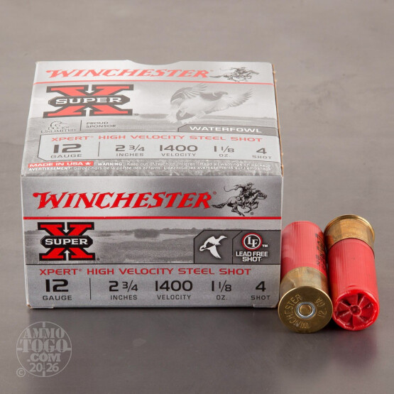 25rds – 12 Gauge Winchester Super-X 2-3/4" 1-1/8oz. #4 Xpert Steel Shot Ammo