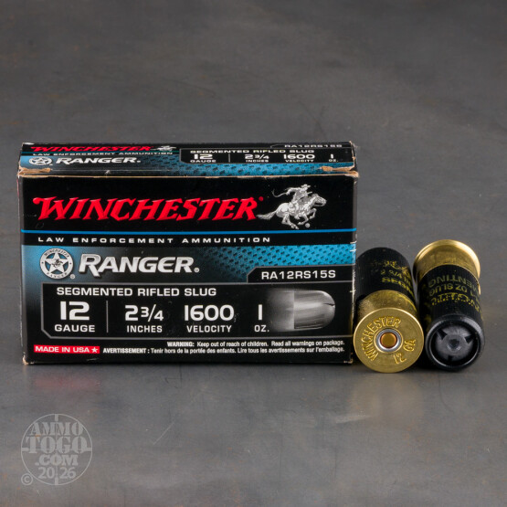 5rds – 12 Gauge Winchester Ranger 2-3/4" 1oz. Segmented Rifled Slug Ammo