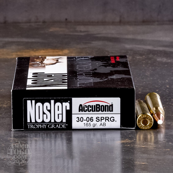 20rds - 30-06 NoslerCustom Trophy Grade 165gr. Accubond Polymer Tip Ammo