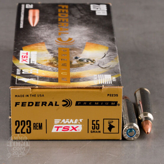 20rds - 223 Federal Premium Vital-Shok 55gr. Barnes TSX Lead Free Ammo