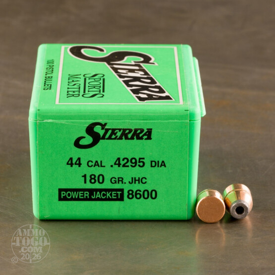100pcs - 44 Cal .4295" Dia Sierra Sports Master 180gr. JHP Bullets