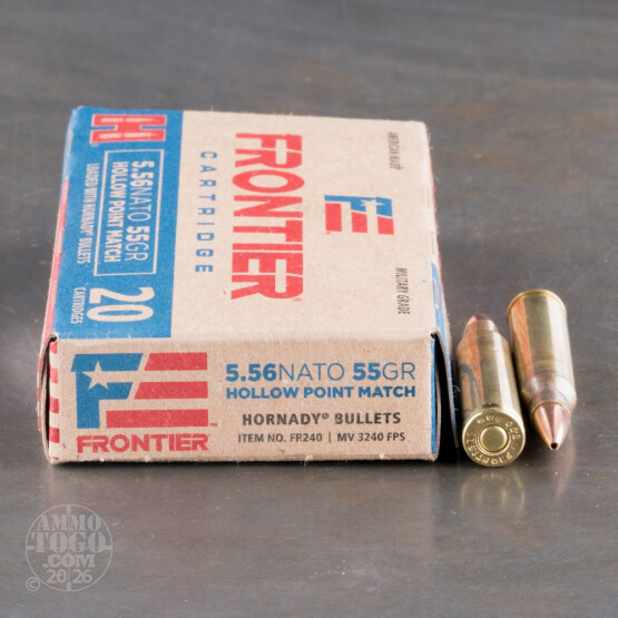 500rds - 5.56x45 Hornady Frontier 55gr. HP Match Ammo