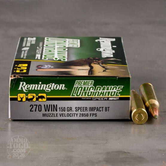 20rds – 270 Win Remington Premier Long Range 150gr. Speer Impact Ammo