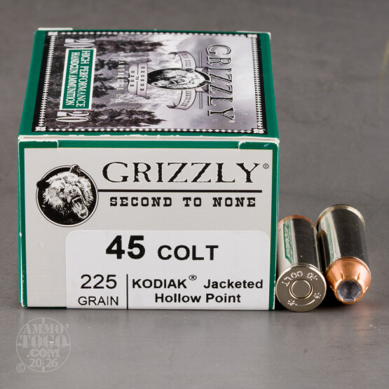 20rds – 45 Long Colt Grizzly 225gr. JHP Ammo