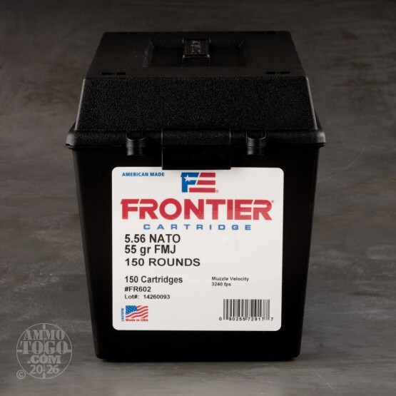 150rds – 5.56x45 Hornady Frontier 55gr. FMJ Ammo in Field Box