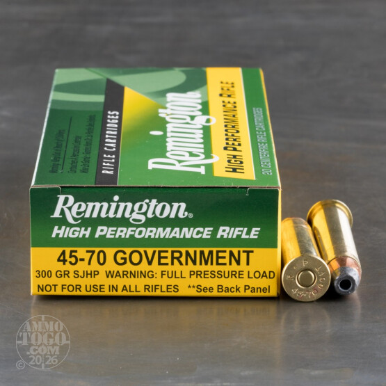 20rds - 45-70 Govt Remington High Performance Rifle 300gr. SJHP Ammo