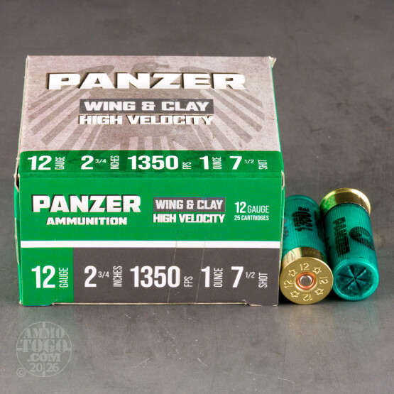 25rds – 12 Gauge Panzer 2-3/4" 1oz. #7.5 Shot Ammo