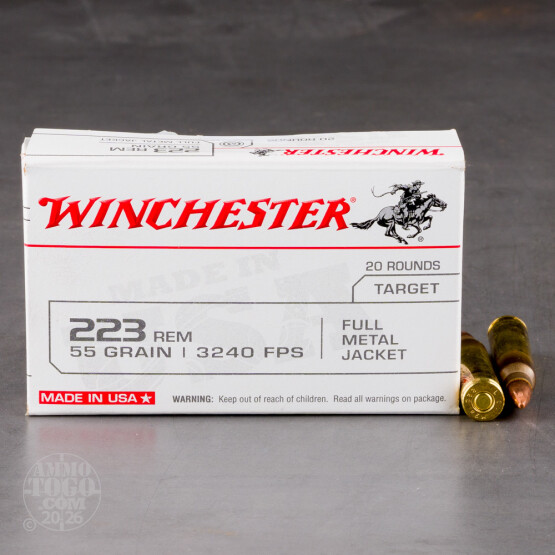 20rds – 223 Rem Winchester USA 55gr. FMJ Ammo