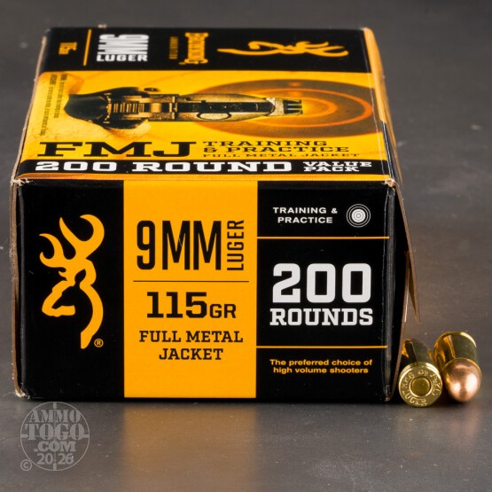 200rds – 9mm Browning 115gr. FMJ Ammo