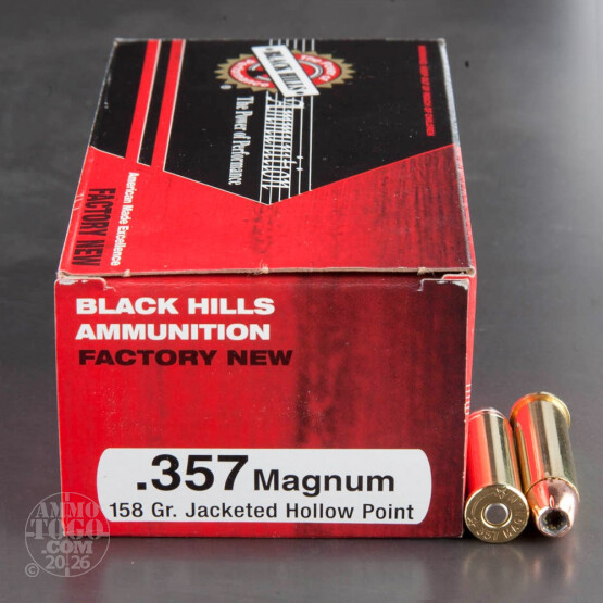 50rds - 357 Mag Black Hills 158gr. Jacketed Hollow Point Ammo