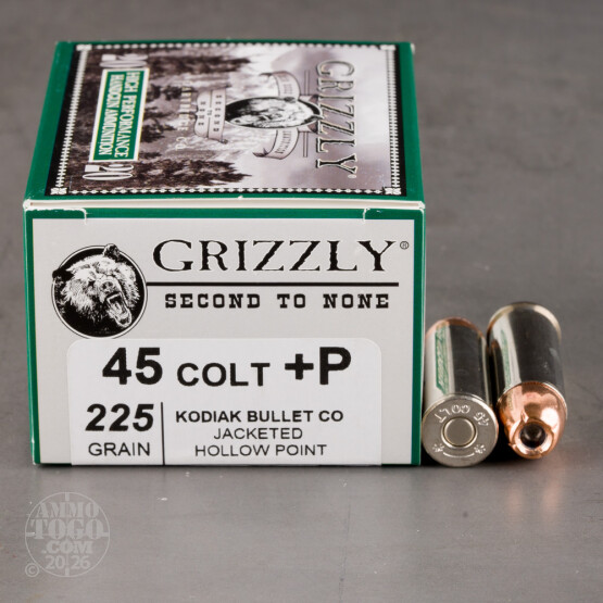 20rds – 45 Long Colt +P Grizzly 225gr. JHP Ammo