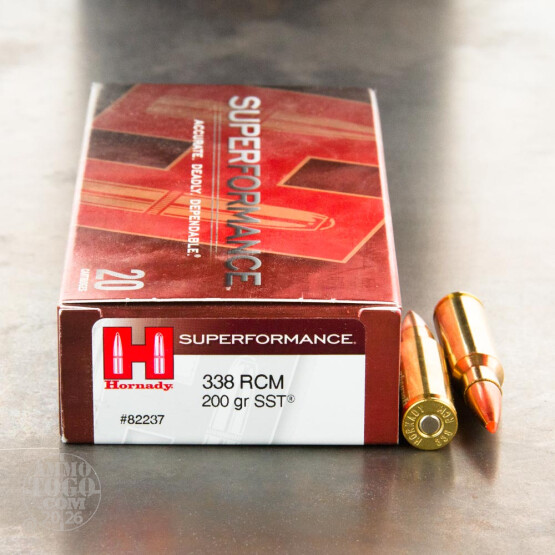 20rds - 338 RCM Hornady Superformance 200gr. SST Polymer Tip Ammo