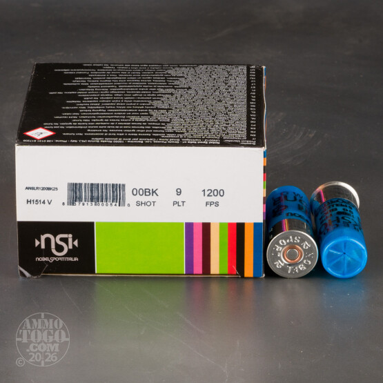 250rds – 12 Gauge NobelSport Low Recoil 2-3/4" 9 Pellets 00 Buckshot Ammo