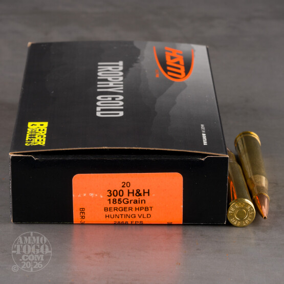 20rds – 300 H&H Magnum HSM Trophy Gold 185gr. Hunting VLD Ammo