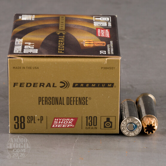 20rds – 38 Special +P Federal Hydra-Shok Deep 130gr. JHP Ammo