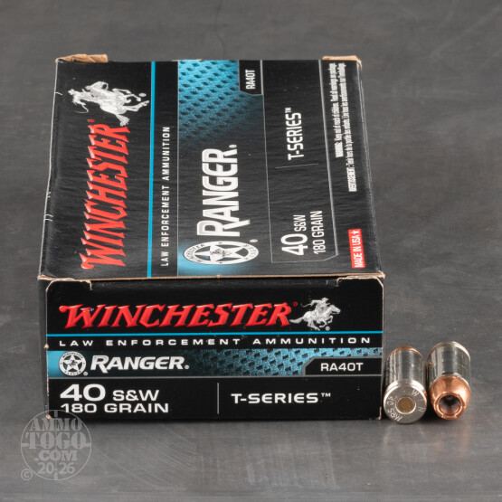 50rds – 40 S&W Winchester Ranger T-Series 180gr. JHP Ammo - Law Enforcement Trade-In