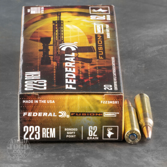 20rds - 223 Federal Fusion MSR 62gr. SP Ammo