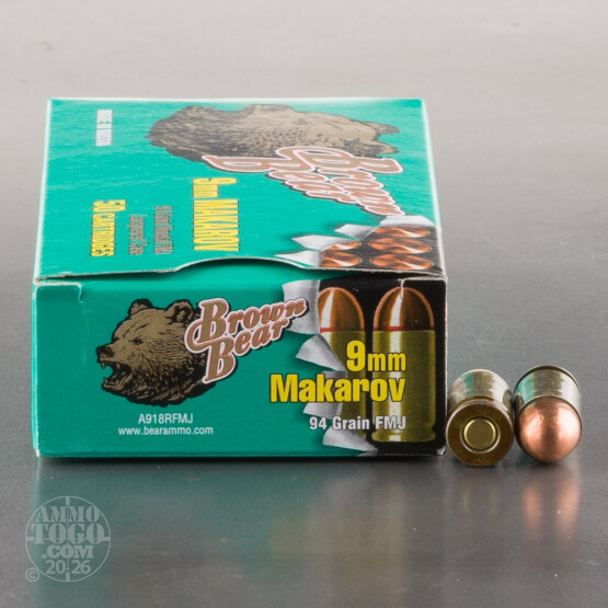 50rds – 9x18 Makarov  Brown Bear 94gr. FMJ Ammo