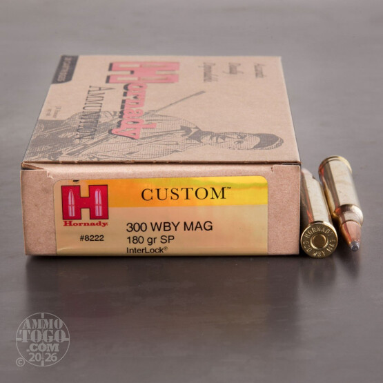 20rds - 300 WBY Mag. Hornady 180gr. SP InterLock Ammo