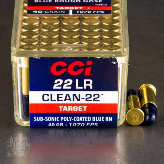 100rds – 22 LR CCI Clean-22 40gr. Poly-Coated LRN Ammo