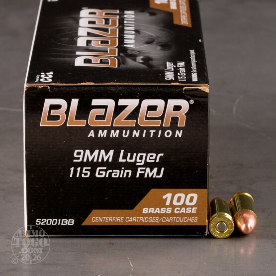 1000rds – 9mm Blazer Brass 115gr. FMJ Ammo
