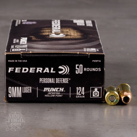 50rds – 9mm Federal Punch 124gr. JHP Ammo