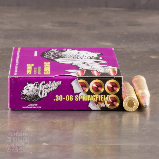20rds - 30-06 Golden Bear 168gr. Soft Point Ammo