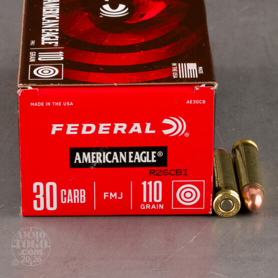 50rds - 30 Carbine Federal American Eagle 110gr. FMJ Ammo