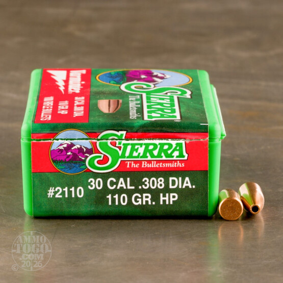 100pcs - 30 Cal .308" Dia Sierra Varminter 110gr. HP Bullets