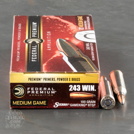 20rds - 243 Win. Federal Vital-Shok 100gr. Sierra BTSP Ammo