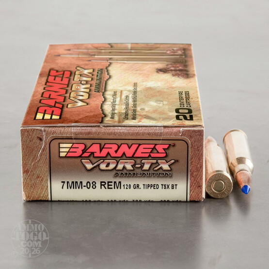 20rds - 7mm-08 Rem. Barnes Vor-Tx 120gr. Tipped TSX BT Ammo