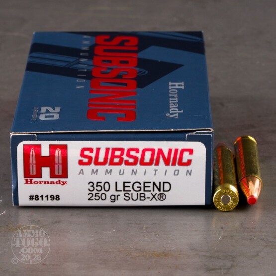 20rds – 350 Legend Hornady Subsonic 250gr. Sub-X Ammo