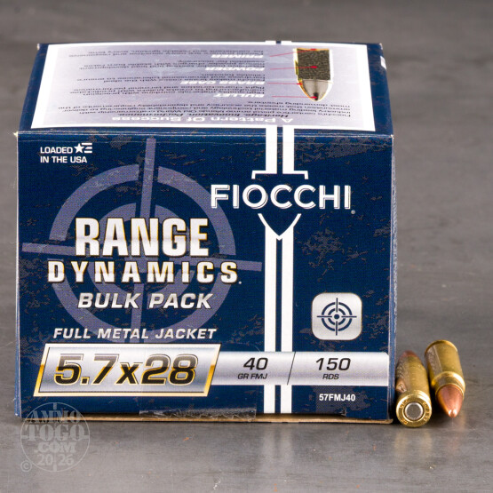 150rds – 5.7x28mm Fiocchi 40gr. FMJ Ammo