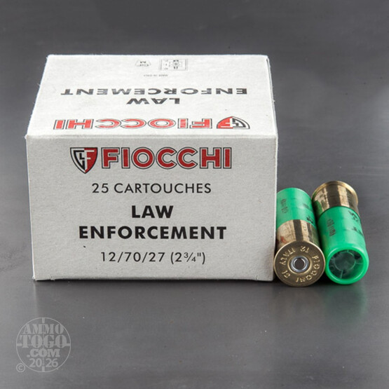 25rds - 12 Gauge Fiocchi LE 2 3/4" 15 Pellet Rubber Buckshot Ammo