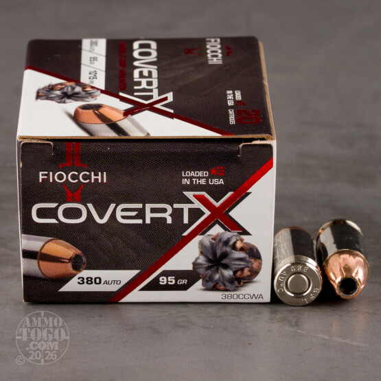 20rds – 380 ACP Fiocchi CovertX 95gr. JHP Ammo