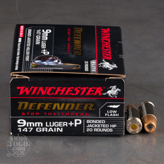 20rds – 9mm +P Winchester Defender 147gr. Bonded JHP Ammo