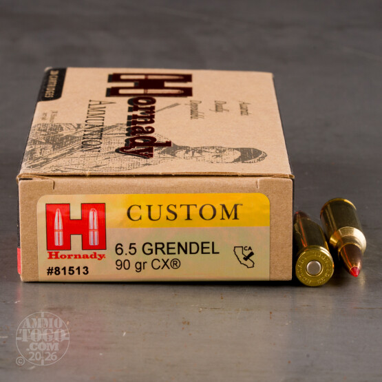 20rds – 6.5 Grendel Hornady Custom 90gr. CX Ammo