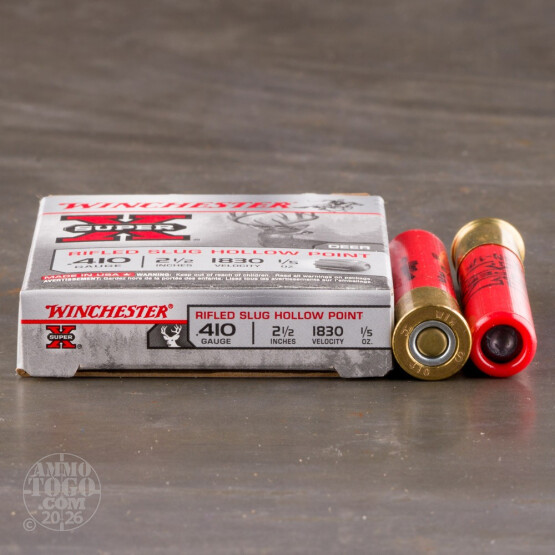 5rds – 410 Bore Winchester Super-X 2-1/2" 1/5oz. Rifled HP Slug Ammo
