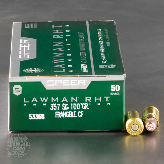 50rds – 357 Sig Speer Lawman 100gr. Frangible Ammo
